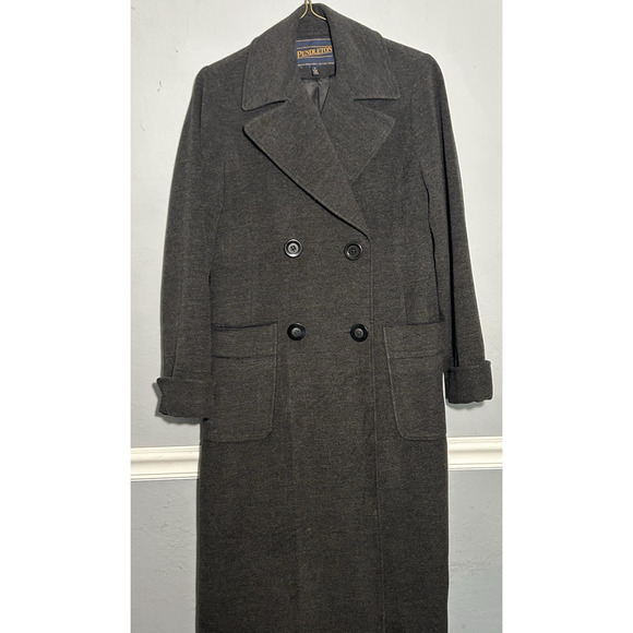Pendleton Women’s 2 Gray Wool Silk Long Peacoat Coat - Picture 2 of 10